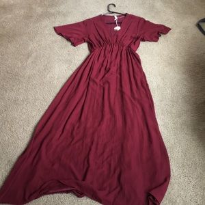 Burgundy maternity long dress
